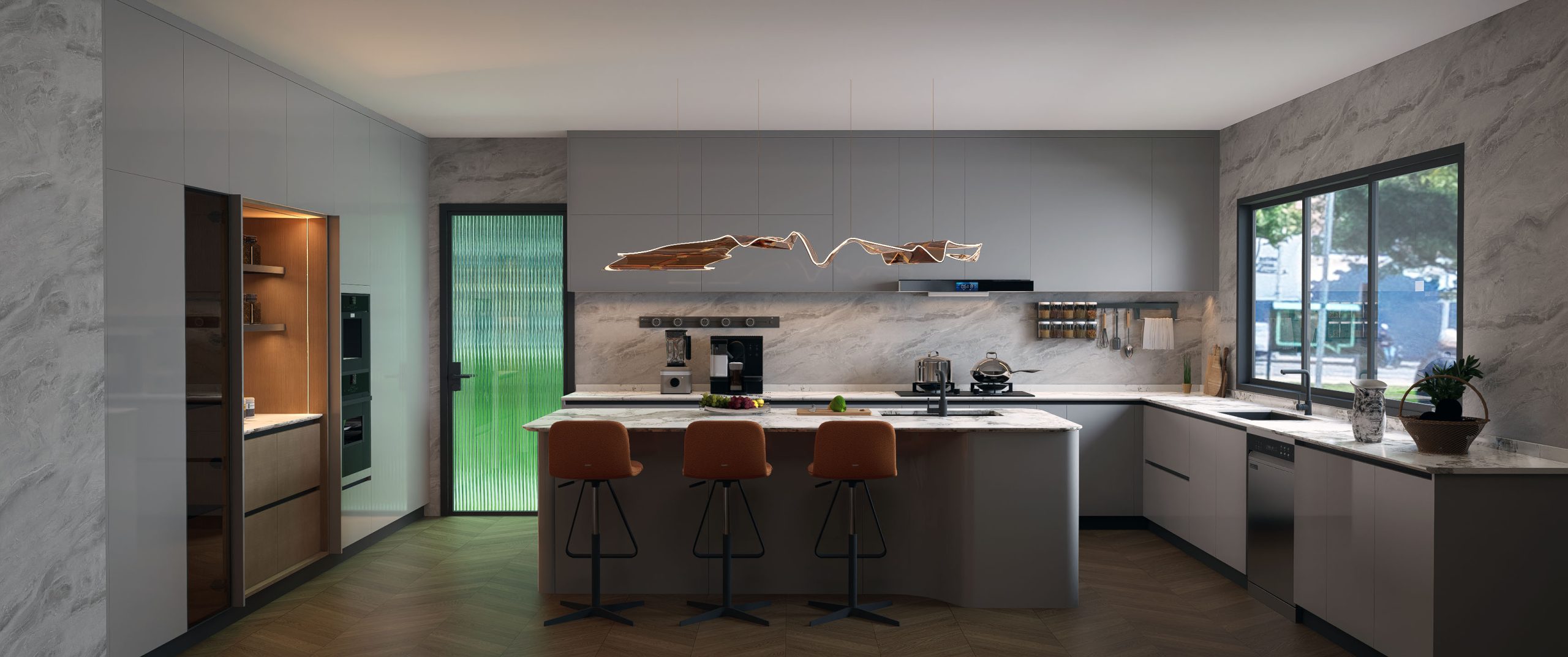 Lacquered Kitchen Cabinets